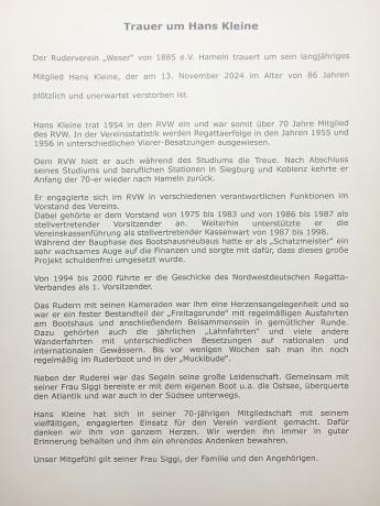 Nachruf Hans Kleine 